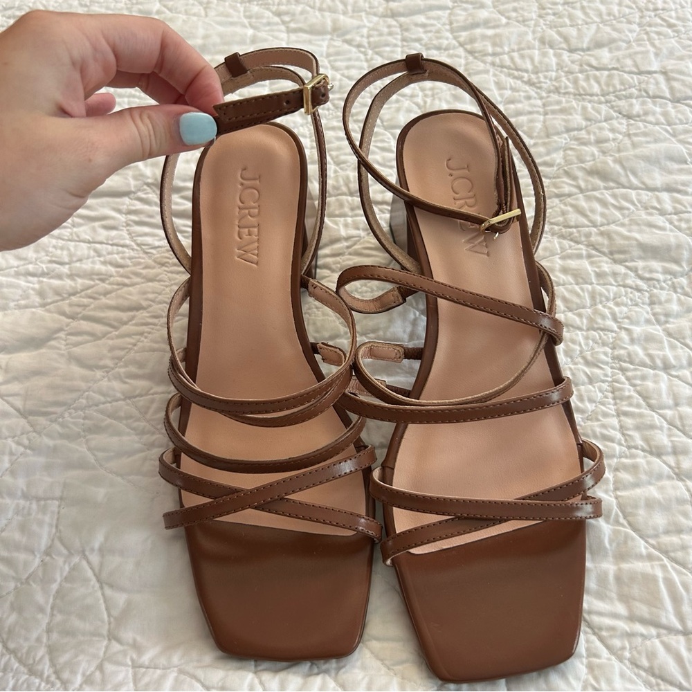 J.Crew Layne Strappy-Sandal Heels in Brown Leather - Picture 5 of 8